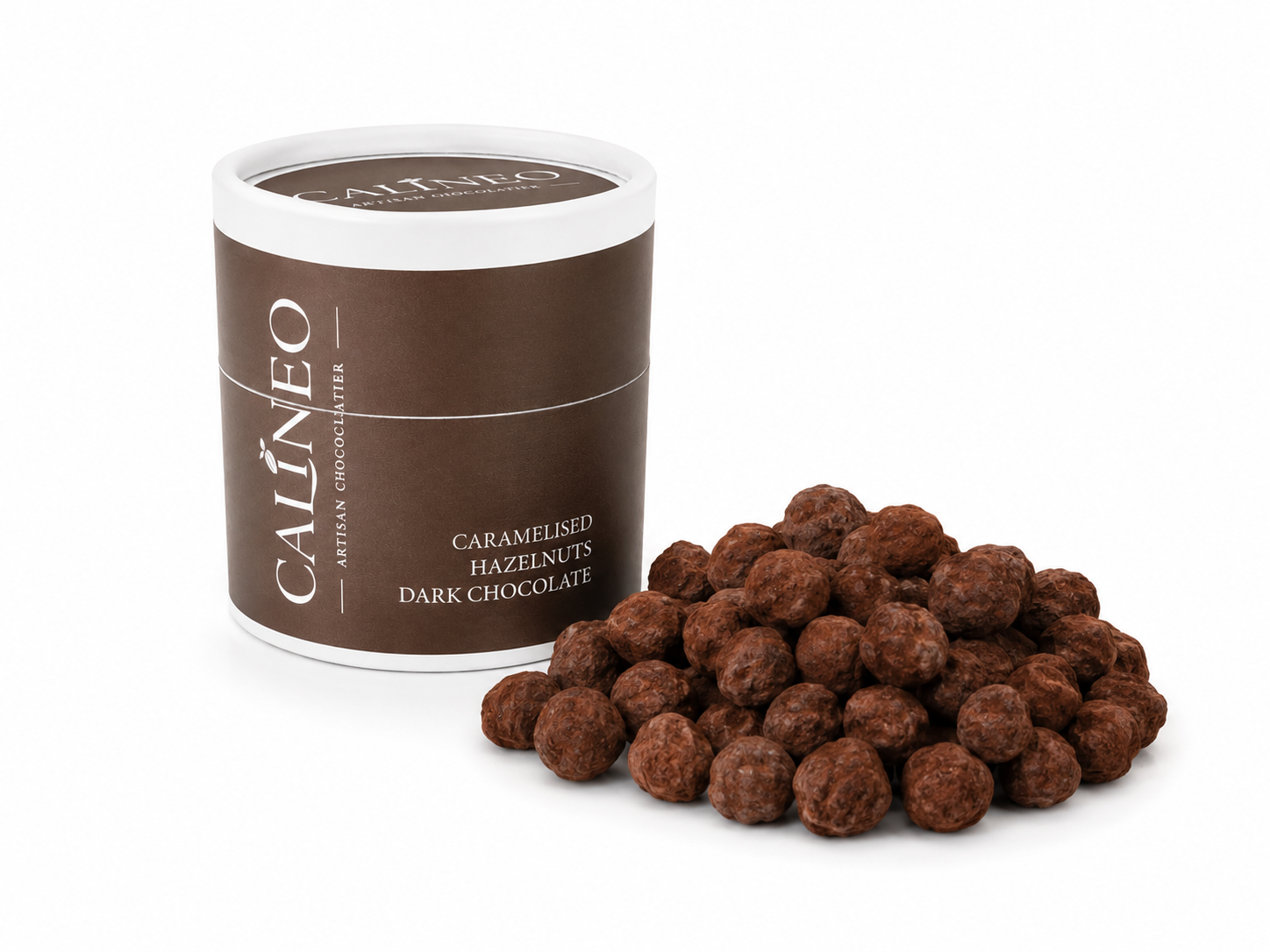 Dark Chocolate Caramelised Hazelnuts – Luxury Gourmet Tubes 80g