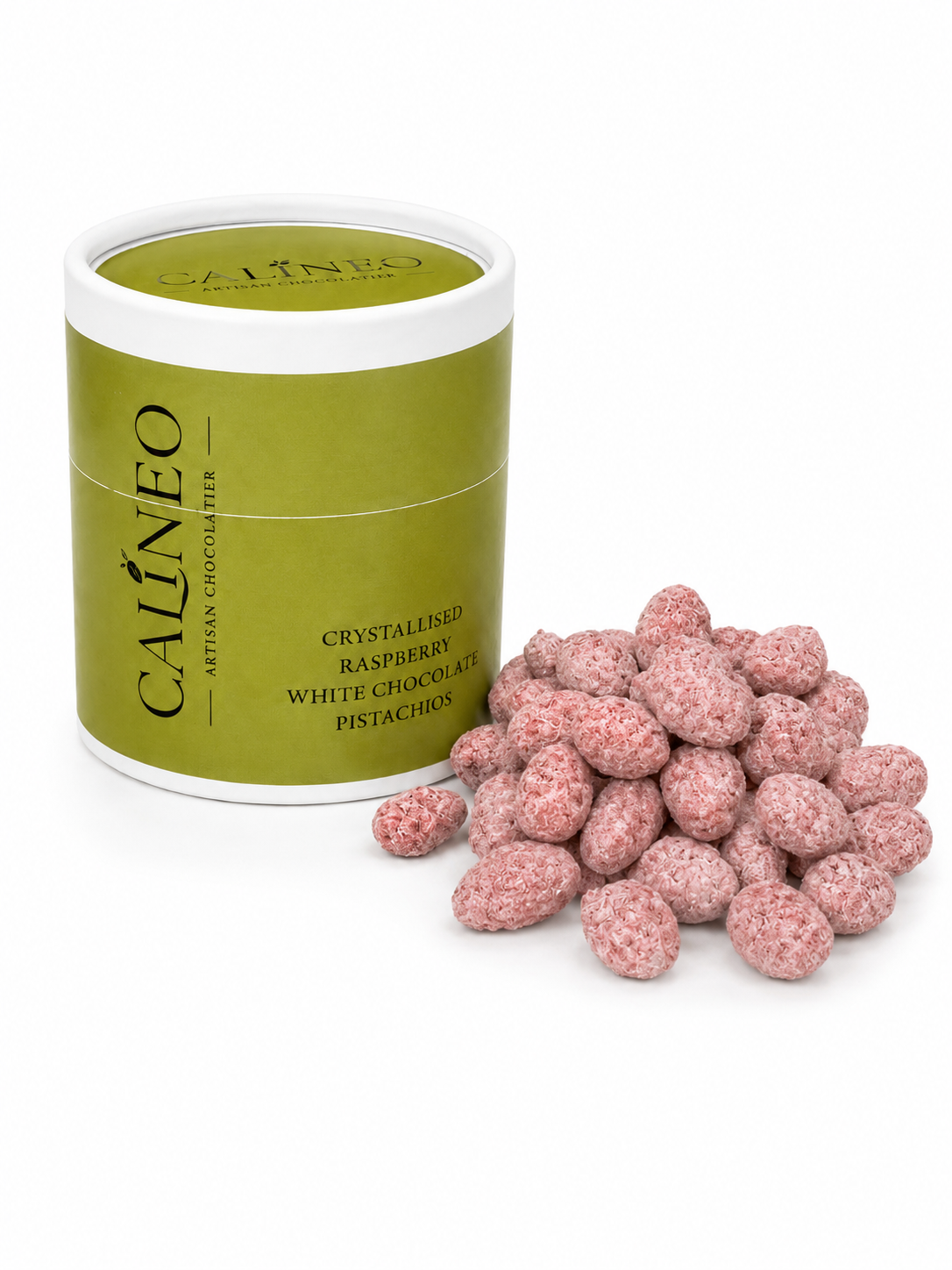 Raspberry White Chocolate Pistachios – Luxury Gourmet Tubes 80g