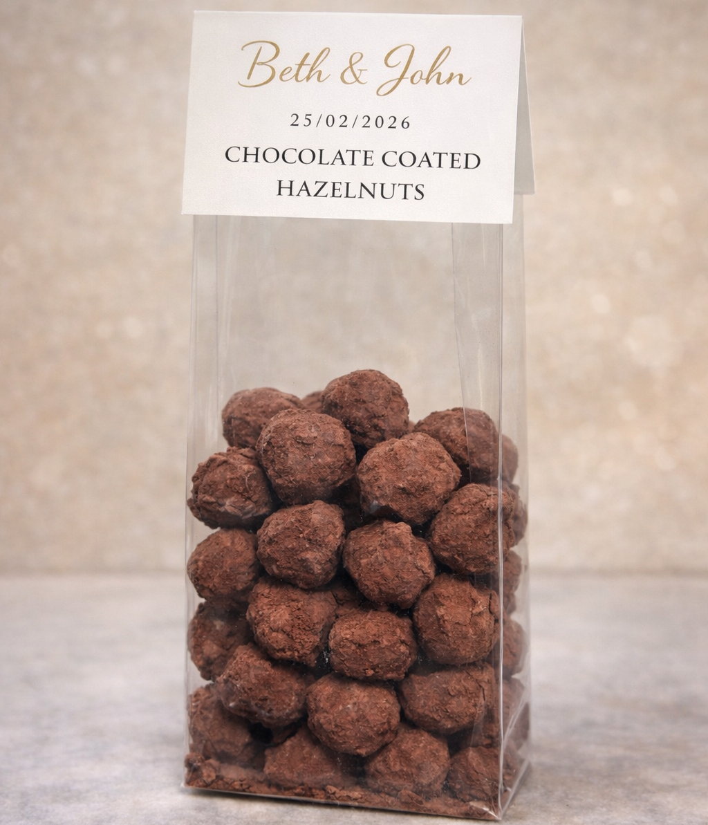 Dark Chocolate Cocoa Dusted Caramelised Hazelnuts