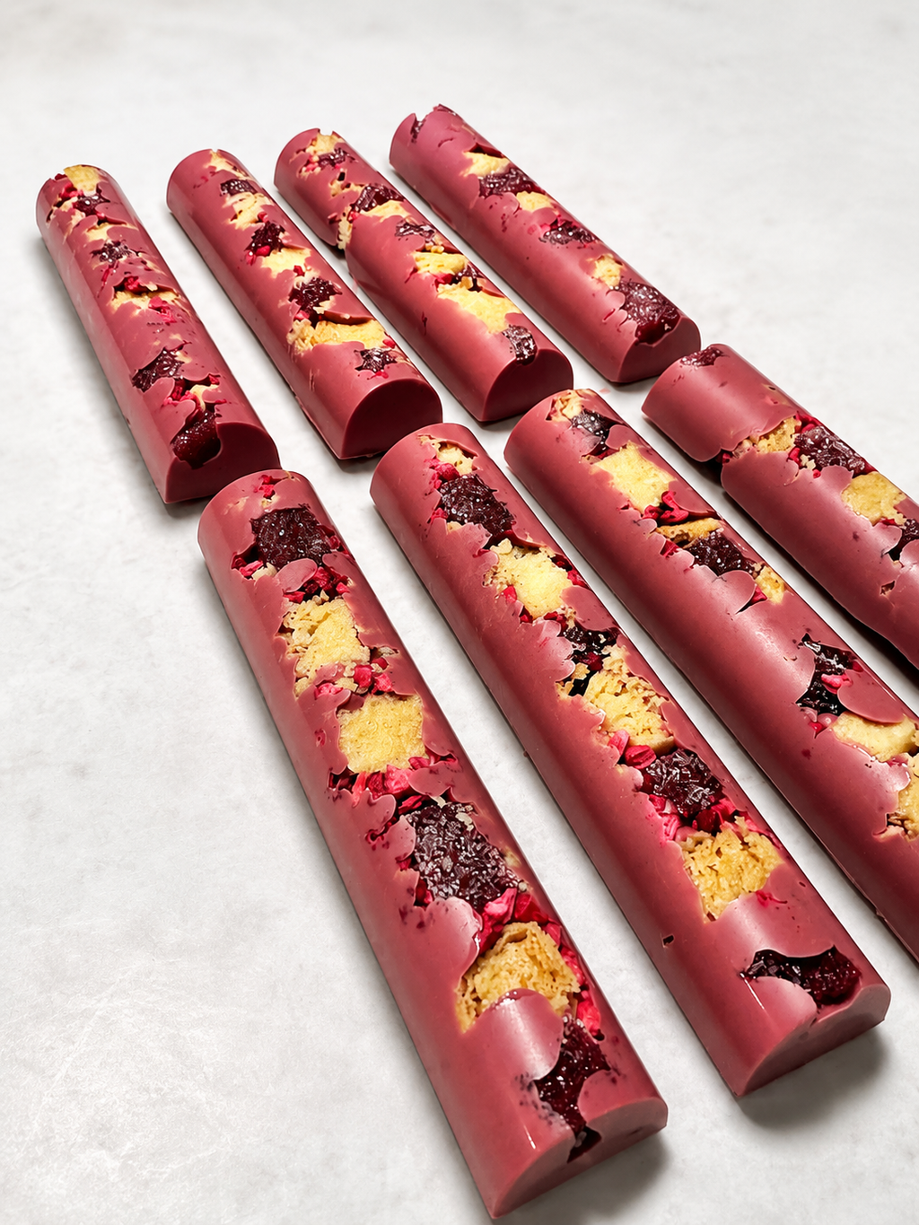 Raspberry Jelly, Shortbread, Ruby Chocolate Luxury Chocolate Snack Bar Selection – Box of 3
