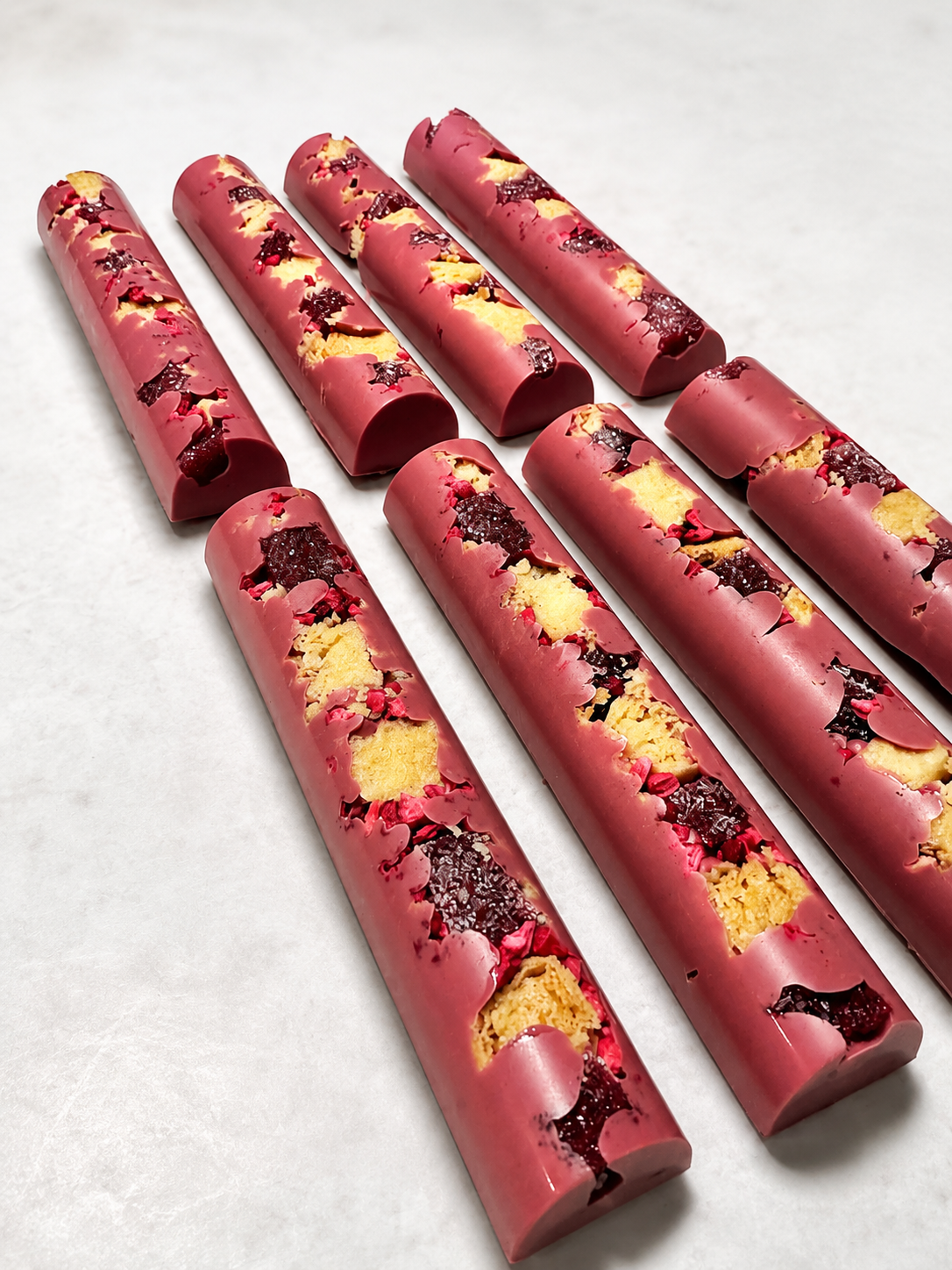 Raspberry Jelly, Shortbread, Ruby Chocolate Luxury Chocolate Snack Bar Selection – Box of 3